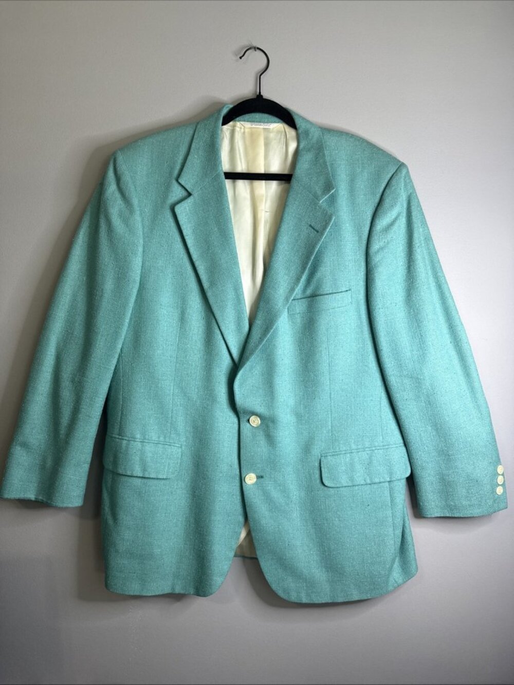 Vintage Kingsridge J.Parker Mens Teal Tweed Sport Coat